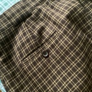 Vtg Herman Geist women’s Cuffed Brown check Slack 100% wool size 10